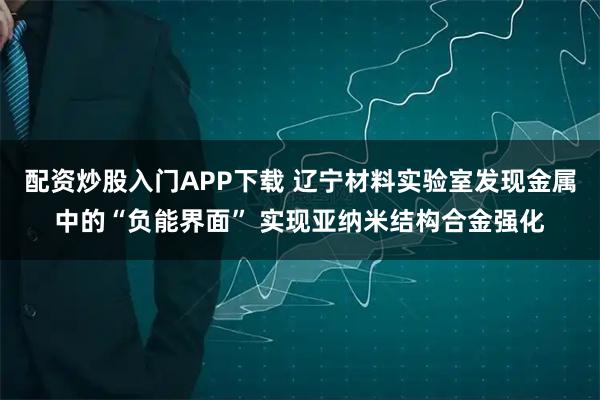配资炒股入门APP下载 辽宁材料实验室发现金属中的“负能界面” 实现亚纳米结构合金强化